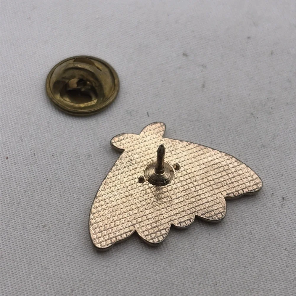 Mystic Witchy Moth Cartoon Lapel Hat Pin Blue Gold Tone Celestial Eye Moon